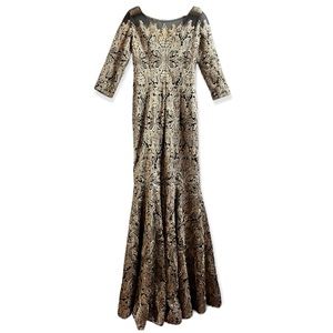 NWT | Kay Unger Gold & Black Mermaid Dress | Antinea SRL